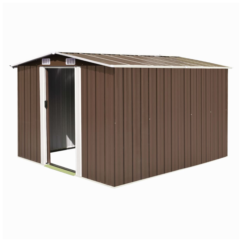 vidaXL Garden Shed 257x298x178 cm Metal Brown V0671188121