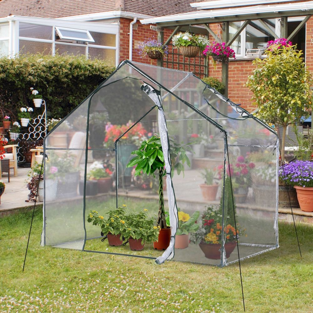 Polytunnel Walk-in Greenhouse with Zip Door and Windows V067942276