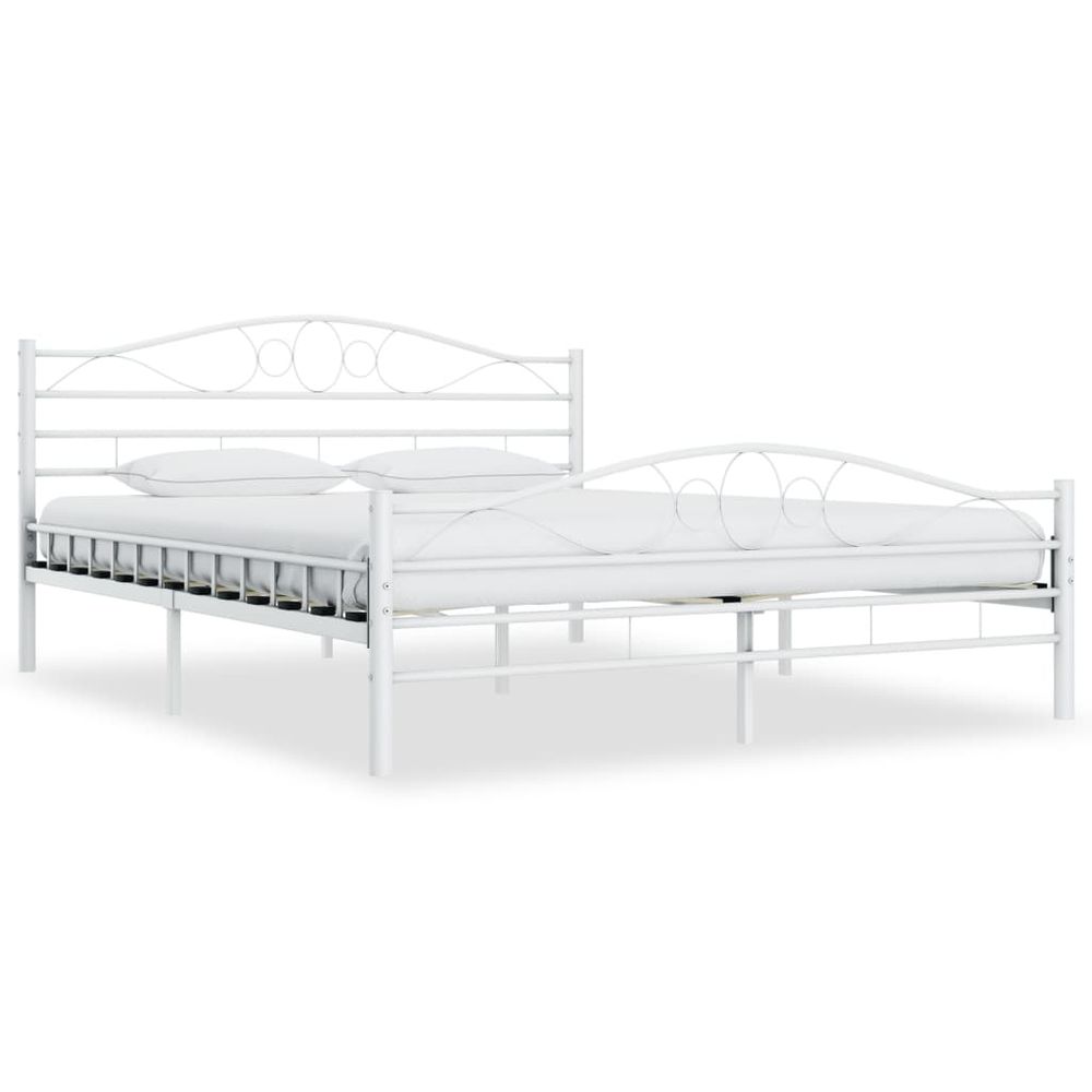 vidaXL Bed Frame White Metal 160x200 cm S069796145