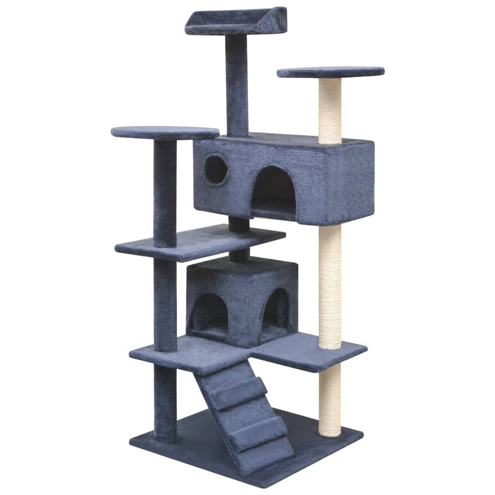 vidaXL Cat Tree with Sisal Scratching Posts 125 cm Paw Prints Grey S069789314