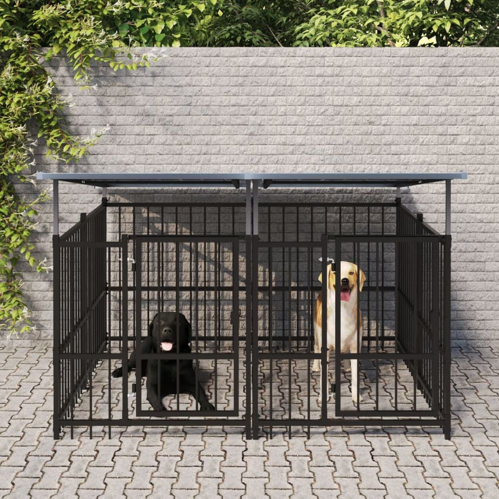 Outdoor Dog Kennel Steel 103 x 198 x 128 cm to 976 x 198 x 128 cm V0671110484