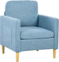 HOMCOM Modern Armchair Upholstered Accent Chair for Bedroom Home Office Blue S0671347087