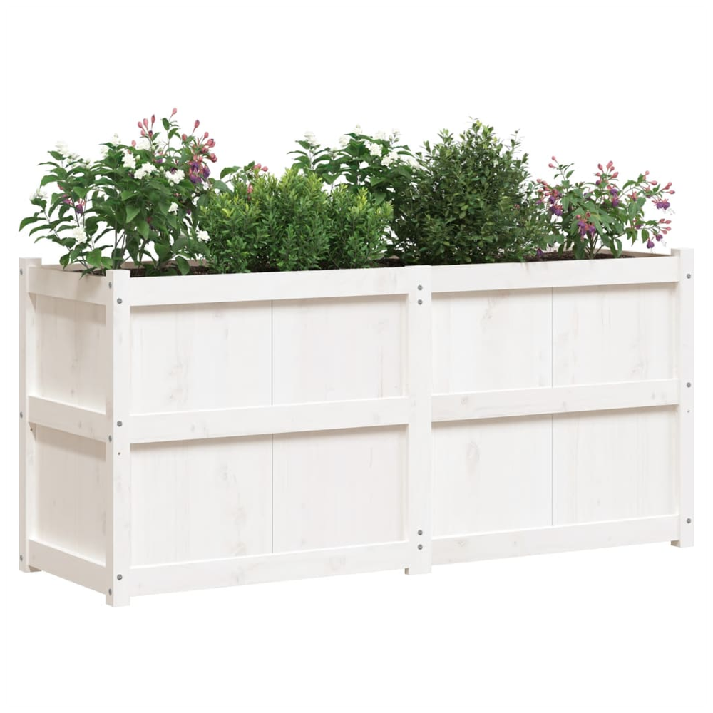 vidaXL Garden Planter White 150x50x70 cm Solid Wood Pine S0671381162