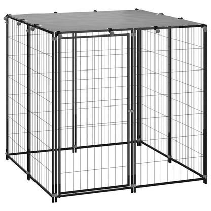 Dog Kennel Black 2.42 m� Steel V0671190021