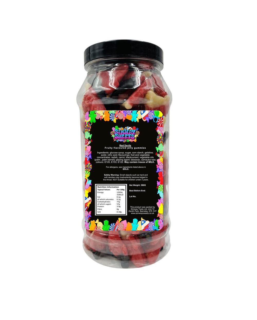 Red Devils Gummy Jelly Retro Sweets Gift Jar