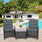 Rattan Garden Furniture 3 PCs Sofa Chair Table Bistro Set Wicker Weave V067942227