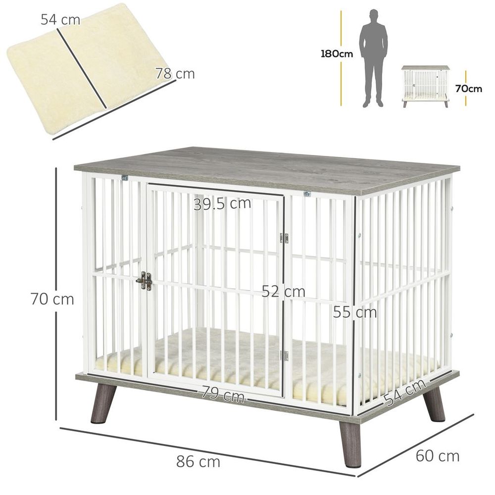 PawHut Dog Crate Furniture, Indoor Dog Kennel Side End Table, 86x60x70 cm S0671129921