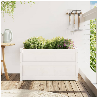 vidaXL Garden Planter White 90x50x50 cm Solid Wood Pine S0671383068