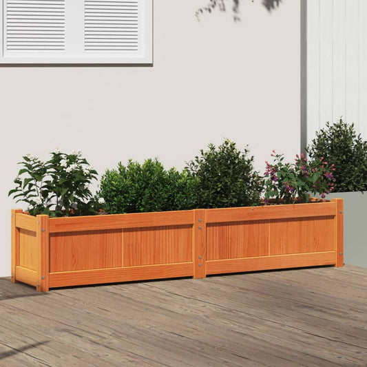 vidaXL Garden Planter Wax Brown 150x31x31 cm Solid Wood Pine S0671394883