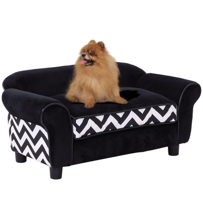 Dog Sofa Cat Couch Bed for XS Dogs w/ Removable Sponge Cushion - Black S0671217708