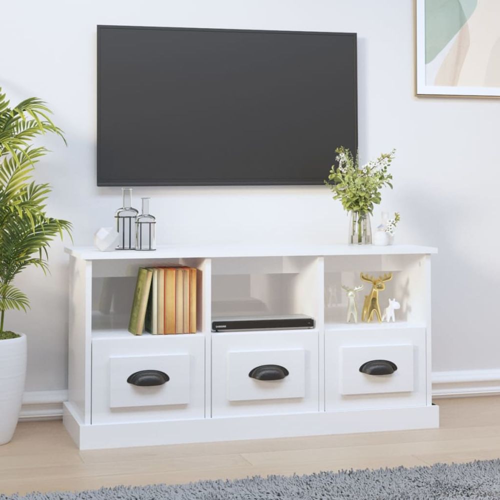 vidaXL TV Cabinet White 100x35x50 cm Engineered Wood S0671161136