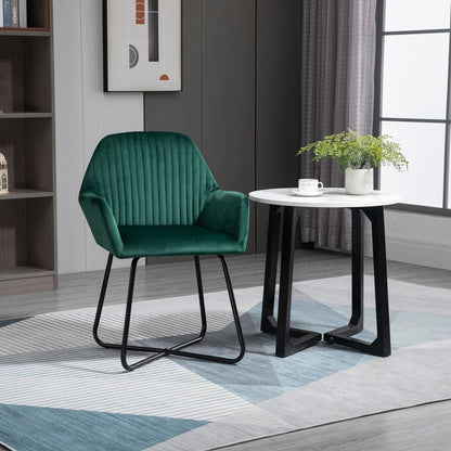 Modern Accent Chair Velvet-Feel Upholstered Lounge Armchair Metal Base Green S0671347044