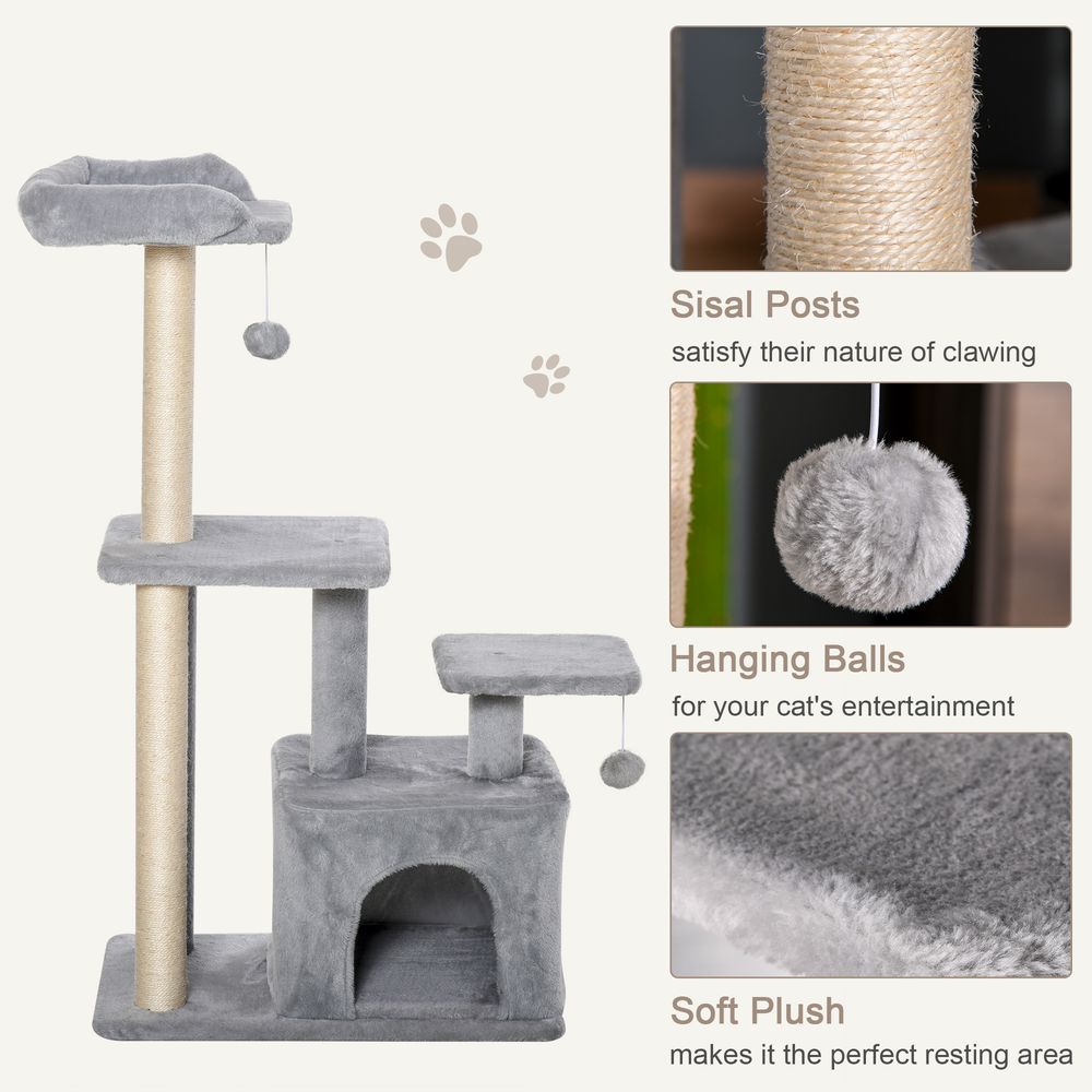 Cat Tree Tower w/ Scratching Posts Sisal Hanging Ball Condo 60 x 40 x 114cm S0671071103