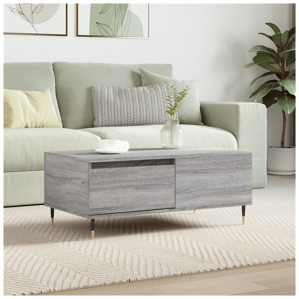 vidaXL Coffee Table Grey Sonoma 90x50x36.5 cm Engineered Wood S0671256875