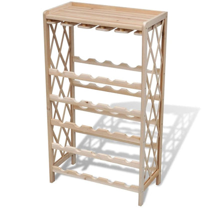 Wine Rack for 25 Bottles Solid Fir Wood S069790514