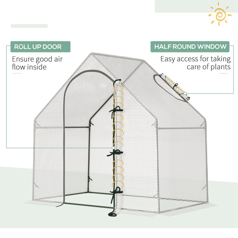 Walk-In Greenhouse Vegetable Plant Window Roll-Up 180 x 100 x 165cm, White S067941691