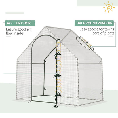 Walk-In Greenhouse Vegetable Plant Window Roll-Up 180 x 100 x 165cm, White S067941691