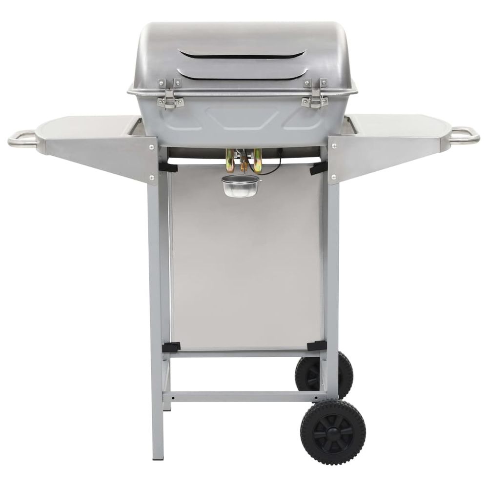 Gas BBQ Grill with 2 Cooking Zones Silver Stainless Steel S069863458