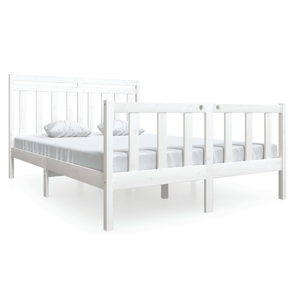 vidaXL Bed Frame White Solid Wood 140x190 cm V0671017731