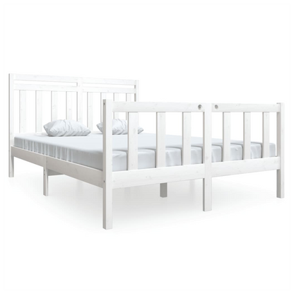 vidaXL Bed Frame White Solid Wood 140x190 cm V0671017731