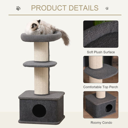 Cat Tree Kitten Tower Pet Furniture w/ Scratching Post Condo Perches Pawhut S0671081221