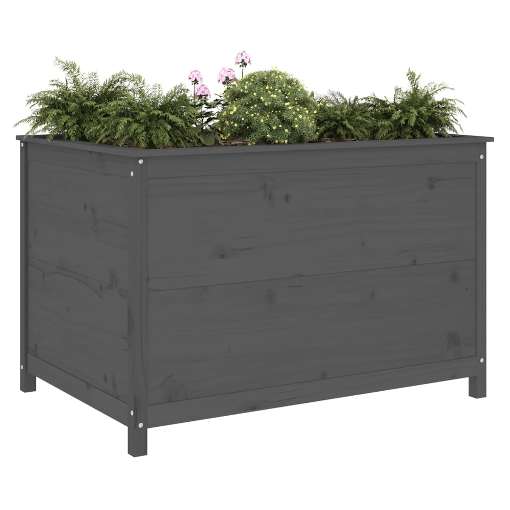 Garden Raised Bed Grey 119.5x82.5x78 cm Solid Wood Pine S0671357995