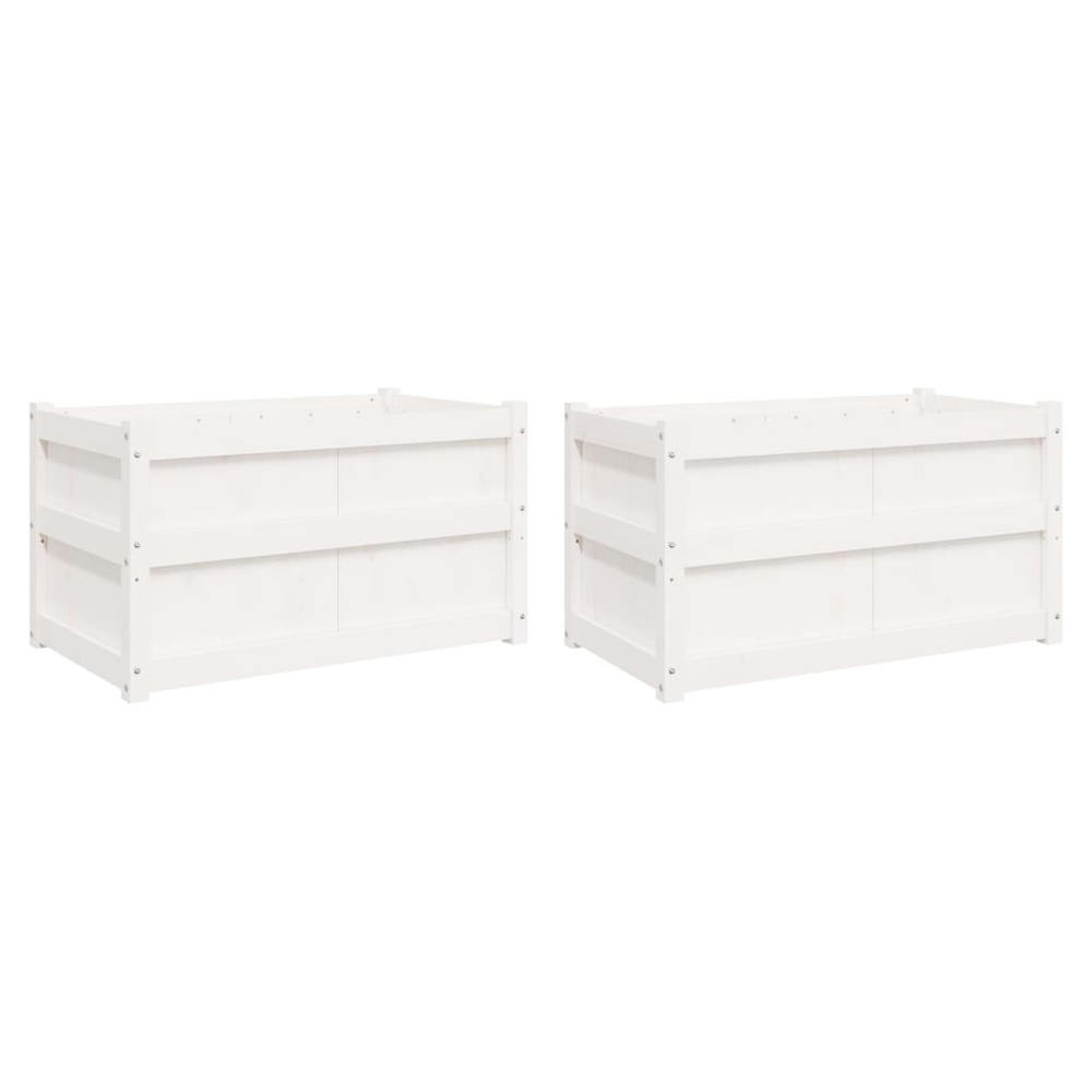 vidaXL Garden Planters 2 pcs White Solid Wood Pine S0671383058