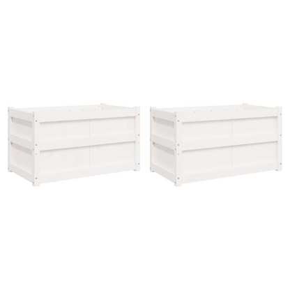 vidaXL Garden Planters 2 pcs White Solid Wood Pine S0671383058