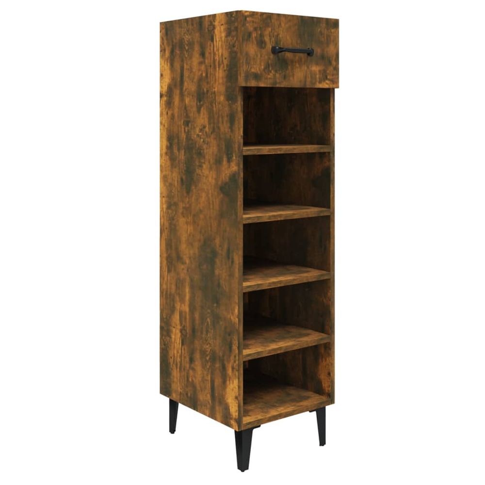 Shoe Cabinet Smoked Oak 30x35x105 cm Engineered Wood S0671058812