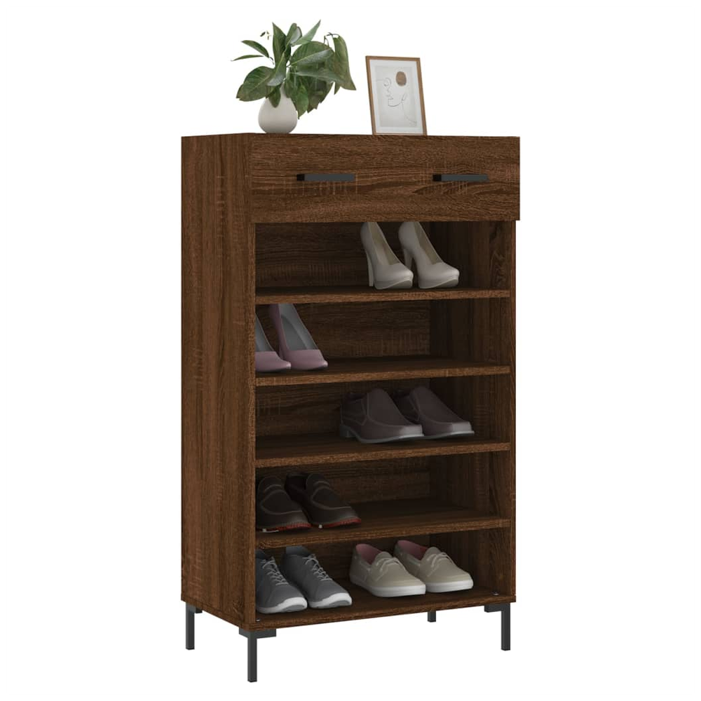 vidaXL Shoe Cabinet Brown Oak 60x35x105 cm Engineered Wood S0671259862