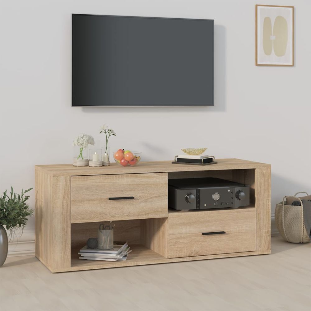 vidaXL TV Cabinet White 100x35x40 cm Engineered Wood S0671093374