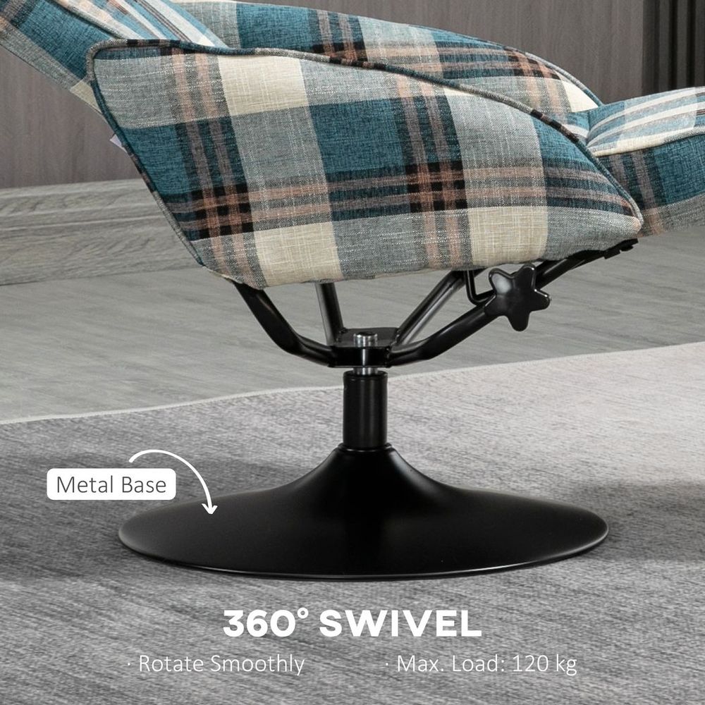 Swivel Armchair with Footstool and Adjustable Backrest Multicolour S0671217713