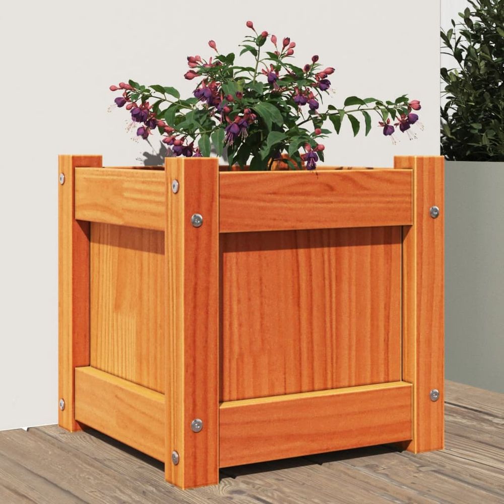 vidaXL Garden Planter Wax Brown 31x31x31 cm Solid Wood Pine S0671402616