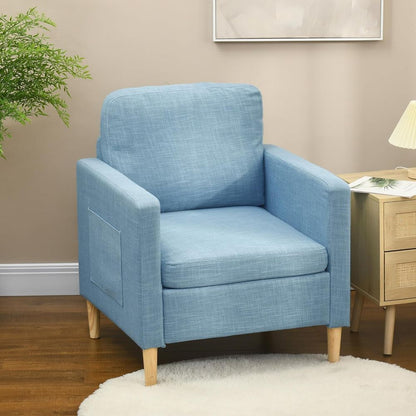 HOMCOM Modern Armchair Upholstered Accent Chair for Bedroom Home Office Blue S0671347087