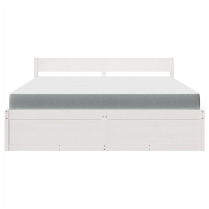 vidaXL Bed with Drawers and Mattress White 180x200 cm Super King Solid Wood Pine S0671489502