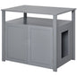 Wood Cat Litter Box Enclosure Furniture Adjustable Interior Wall Grey Pawhut S0671081247