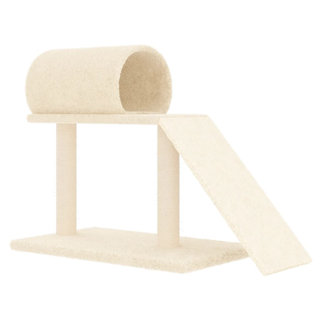 vidaXL Cat Scratching Posts with Tunnel and Ladder Cream 55.5 cm S0671262425