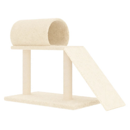 vidaXL Cat Scratching Posts with Tunnel and Ladder Cream 55.5 cm S0671262425