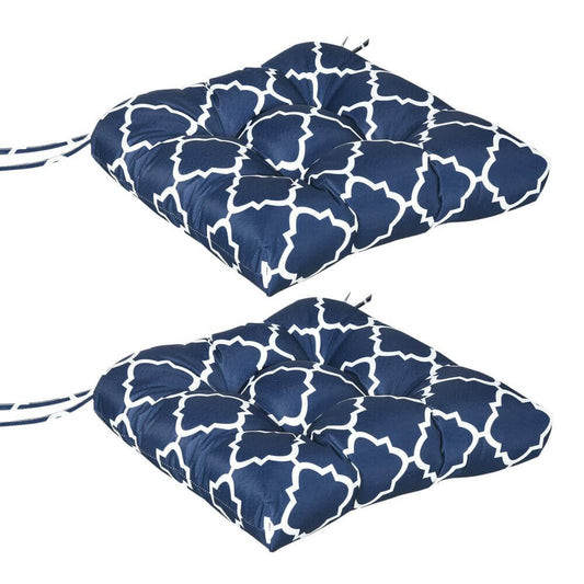 Outsunny Set of 2 Chair Cushions Seat Pads w/ Ties Blue for Garden Chairs Blue S0671133026