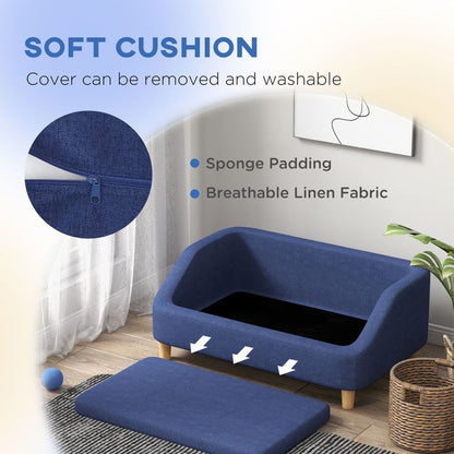 Dog Sofa Cat Couch w/ Removable Washable Cover, for Small Medium Large Dogs Blue S0671347282