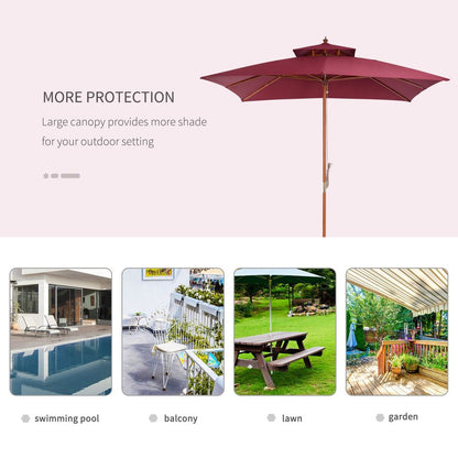 3m Patio Umbrella Bamboo Umbrella Parasol-Wine Red S067941539