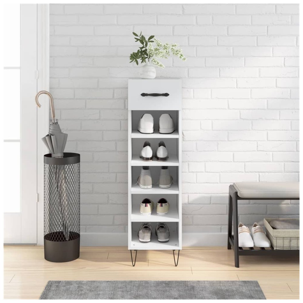 vidaXL Shoe Cabinet White 30x35x105 cm Engineered Wood S0671256835