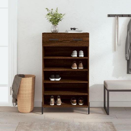 vidaXL Shoe Cabinet Brown Oak 60x35x105 cm Engineered Wood S0671259443