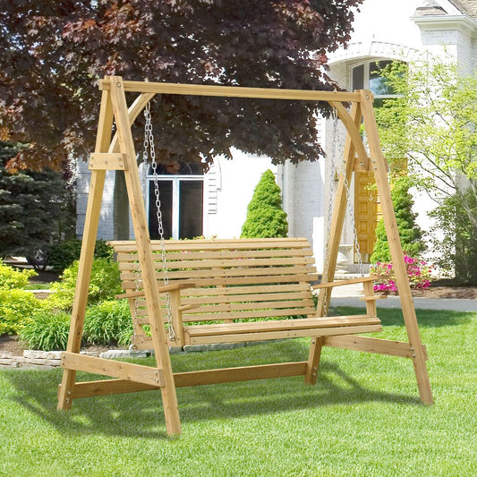 2-Seater Larch Wood Swing Chair Bench S067941519