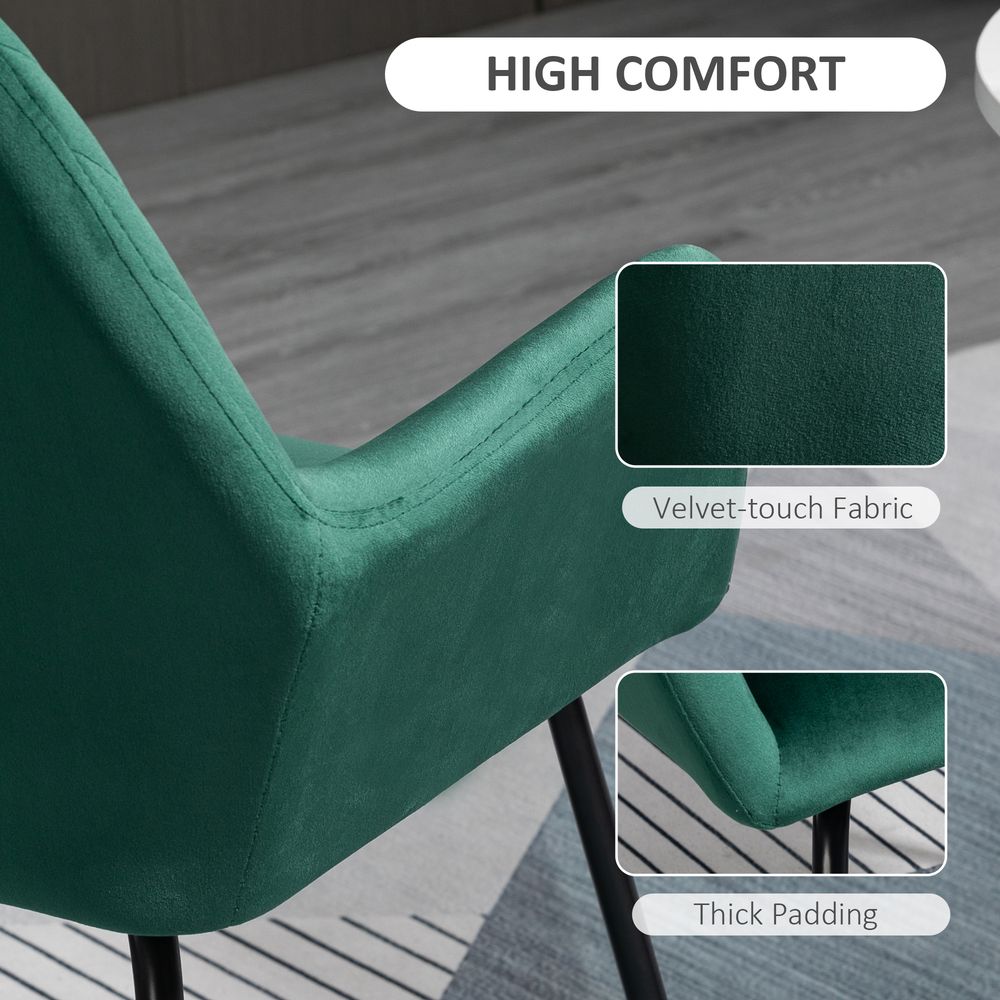 Modern Accent Chair Velvet-Feel Upholstered Lounge Armchair Metal Base Green S0671347044