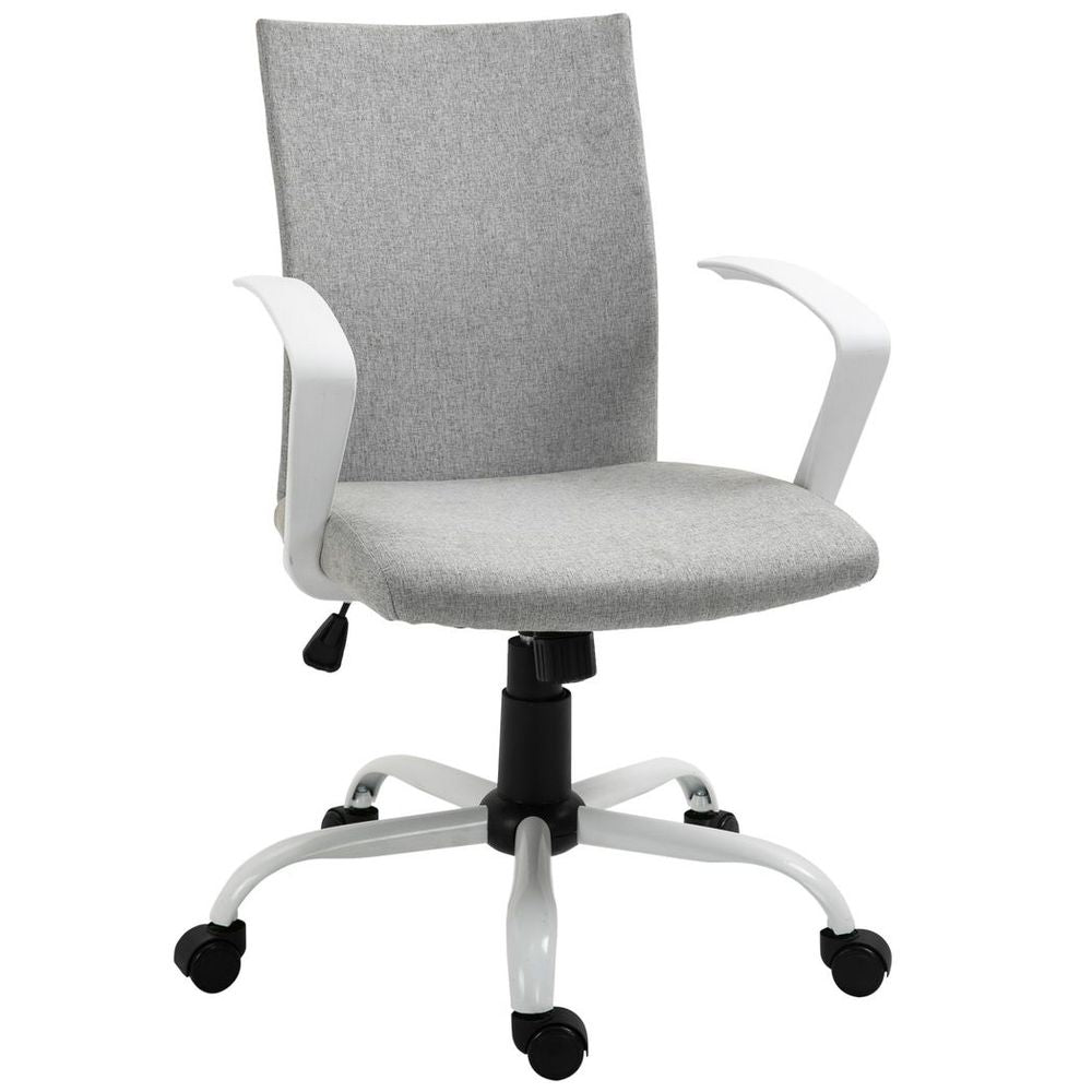 Office Chair Linen Swivel Computer Desk Chair Home Study Task Chair, Light Grey S0671114508