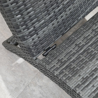 Garden Patio Rattan Wicker Folding Sun Lounger Cushion Grey S0671072382