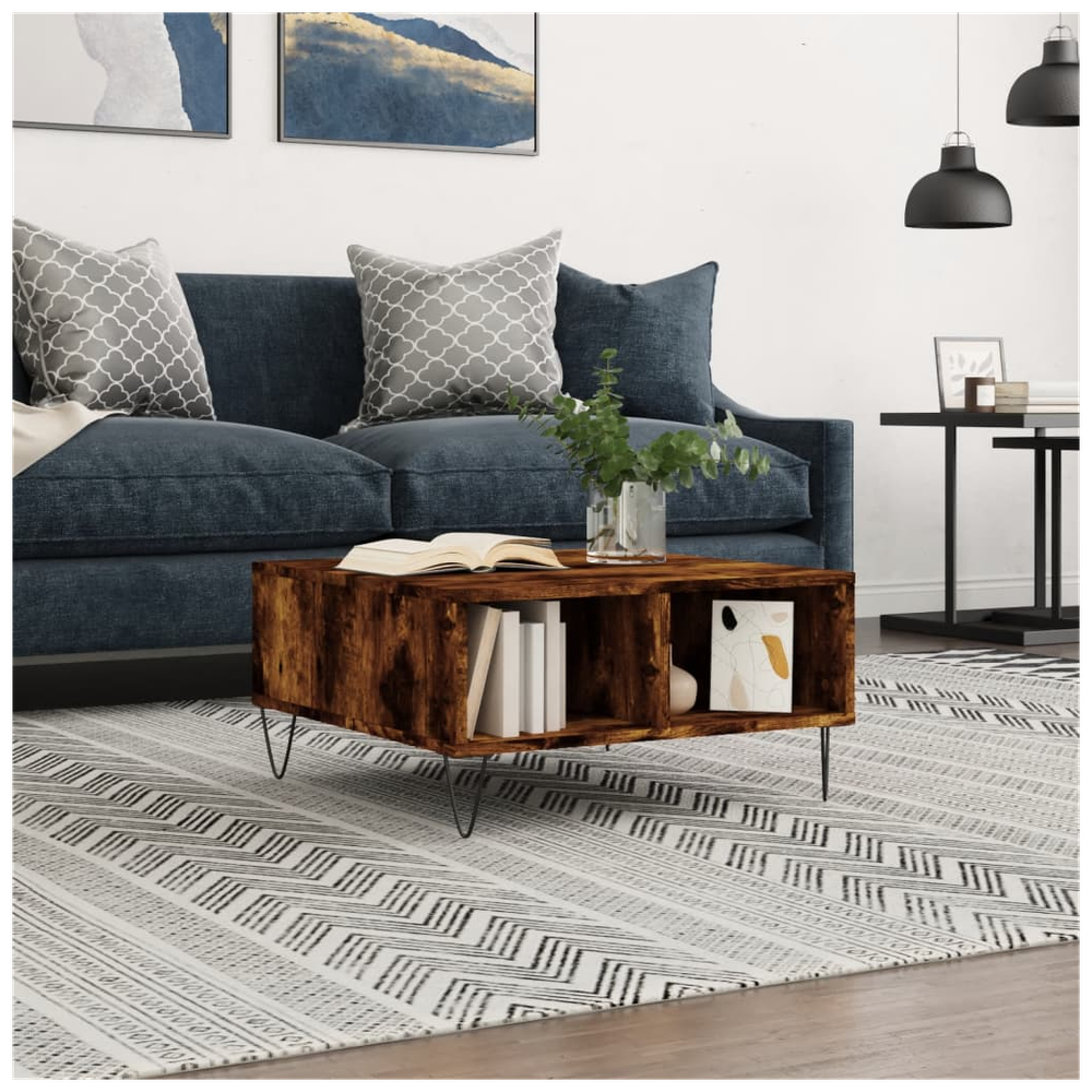 vidaXL Coffee Table Smoked Oak 60x60x30 cm Engineered Wood S0671257461