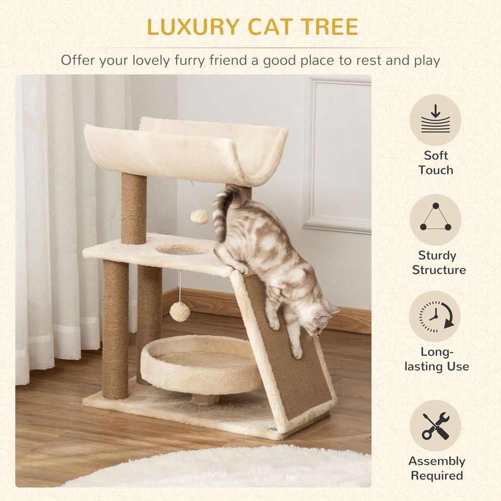 Cat Tree Kitten Tower w/ Scratching Post, Pad, Bed, Perch, Toy Ball S0671148975