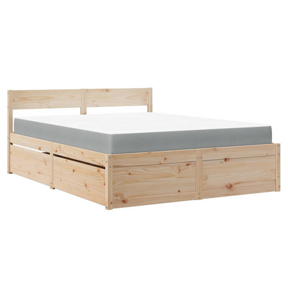 vidaXL Bed with Drawers and Mattress 140x200 cm Solid Wood Pine S0671489377